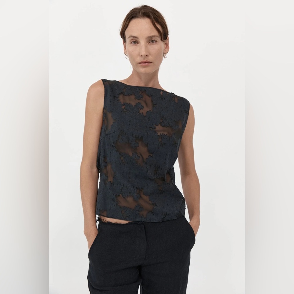 NWT St. Agni Semi Sheer Floral Top